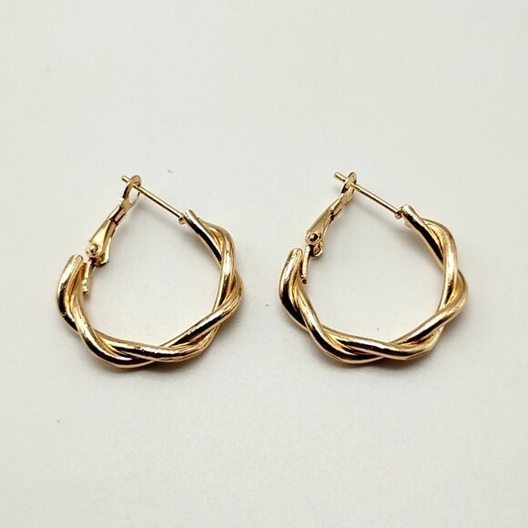 Gold-tone Twisted Hoop Earrings - Picture 4 of 13